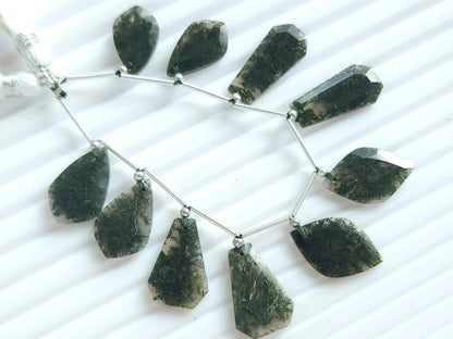 Natural Green Moss Agate Gemstone Fancy Crown Cut Pairs