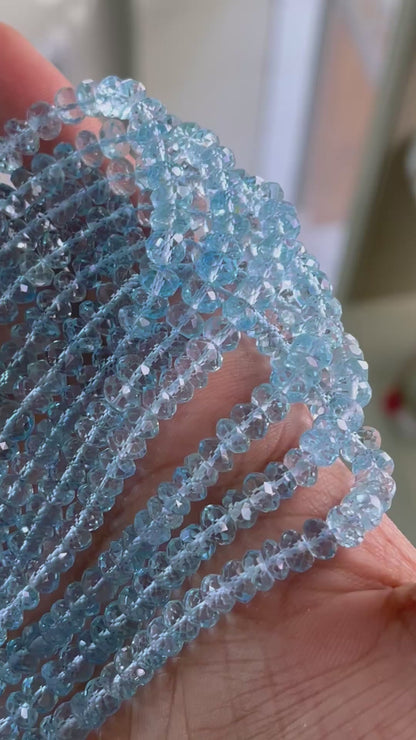 Blue Topaz Rondelle Shape Faceted Beads