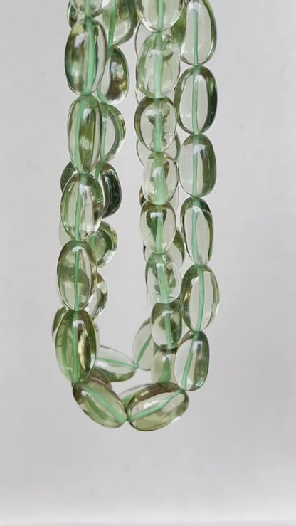 AAA Natural Green Amethyst Smooth Tumble Shape Clear Quality Beads