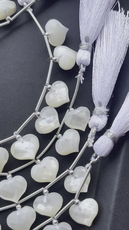 Mother of Pearl Heart Shape Faceted Beads