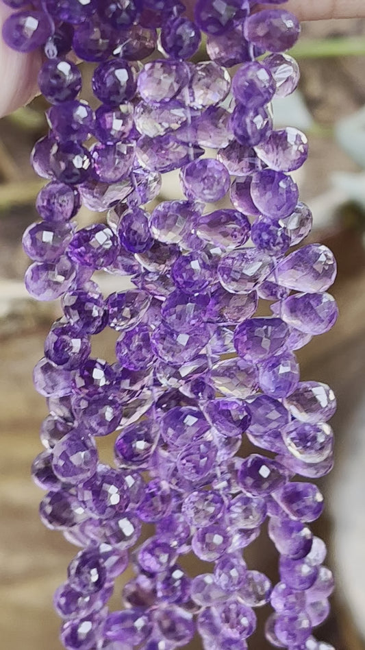 Amethyst Micro Faceted Drops | 3x6mm - 6x10mm | 90 Pieces