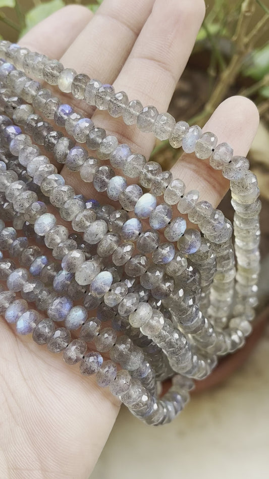 AAA Labradorite Faceted Rondelle Beads
