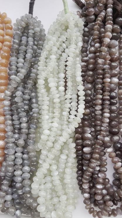 Moonstone Faceted Rondelle Beads