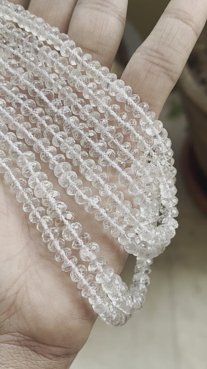 White Topaz Faceted Rondelle Beads | 16 Inch | 6-7MM