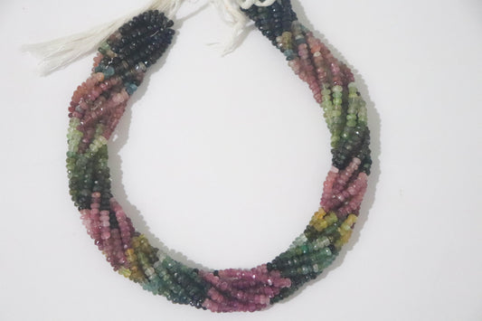 Multi Tourmaline faceted Rondelle Beads 3.5mm Micro faceted beads 16" Tourmaline Beads,  Tourmaline Faceted Beads, Wholesale Tourmaline beads - Beadsforyourjewelry