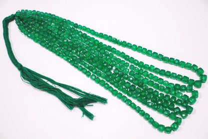 Green Onyx Faceted  Cube Shape Beads