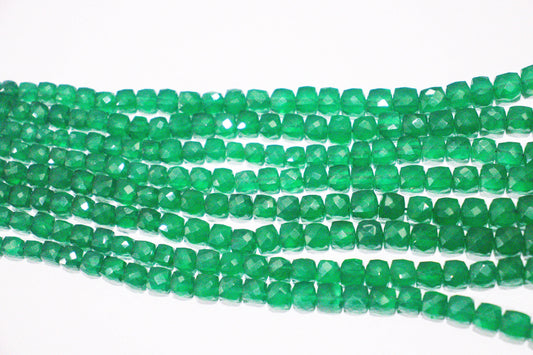Green onyx Cube Beads 4 to 6mm Size AAA+ Quality Faceted Box Shape Beads Length 18 inches long Cube Gemstone Beads  Wholesale Beads