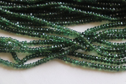 Green Apatite Rondelle Faceted Beads 3.5mm 16" Long, Apatite beads, Green Apatite Gemstone beads, nice rich green color for Jewelry making - Beadsforyourjewelry