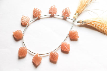10 Pieces PEACH MOONSTONE Carved fancy shape beads | 12x16mm | Very good Quality | Side Drill | 8" Natural Gemstone Beads for jewelry making - Beadsforyourjewelry