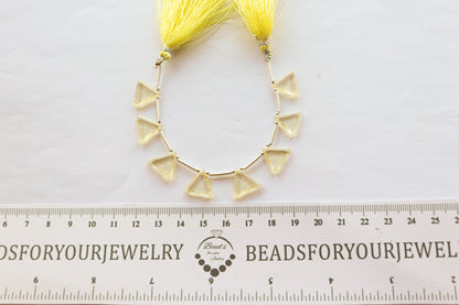 Lemon Quartz Triangle Shape Faceted Beads, 12x12mm, 12 Pieces, Natural Lemon Quartz, Beadsforyourjewellery