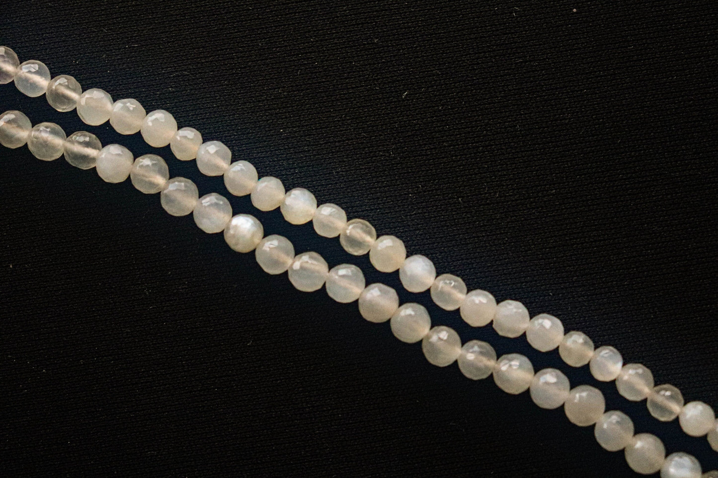 White Moonstone 4mm Faceted Ball Shape Beads