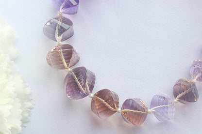 Ametrine Faceted Twisted Beads