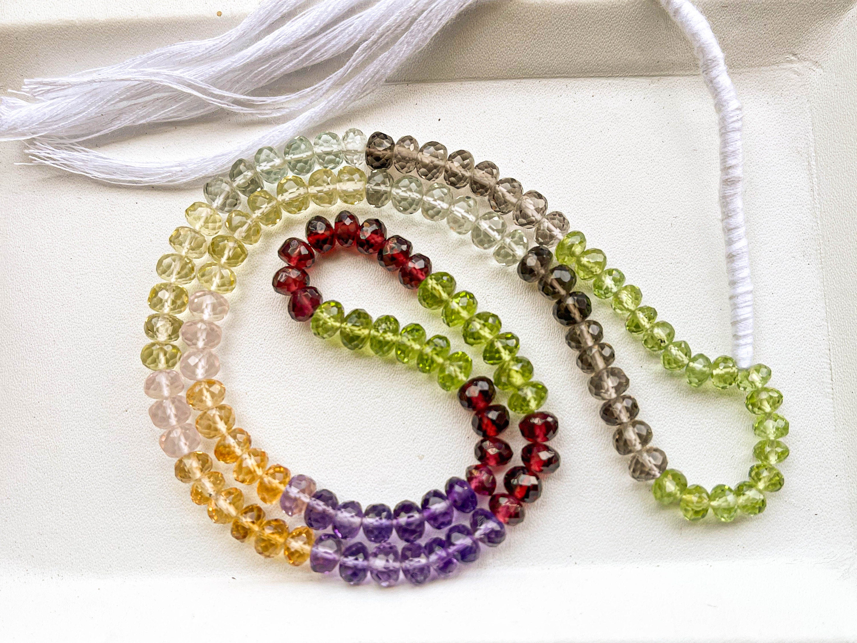 18" MULTIPLE GEMSTONE Beads Faceted Rondelle Shape, Natural Gemstone Beads, 5 mm, Faceted Gemstone Beads for jewelry making - Beadsforyourjewelry