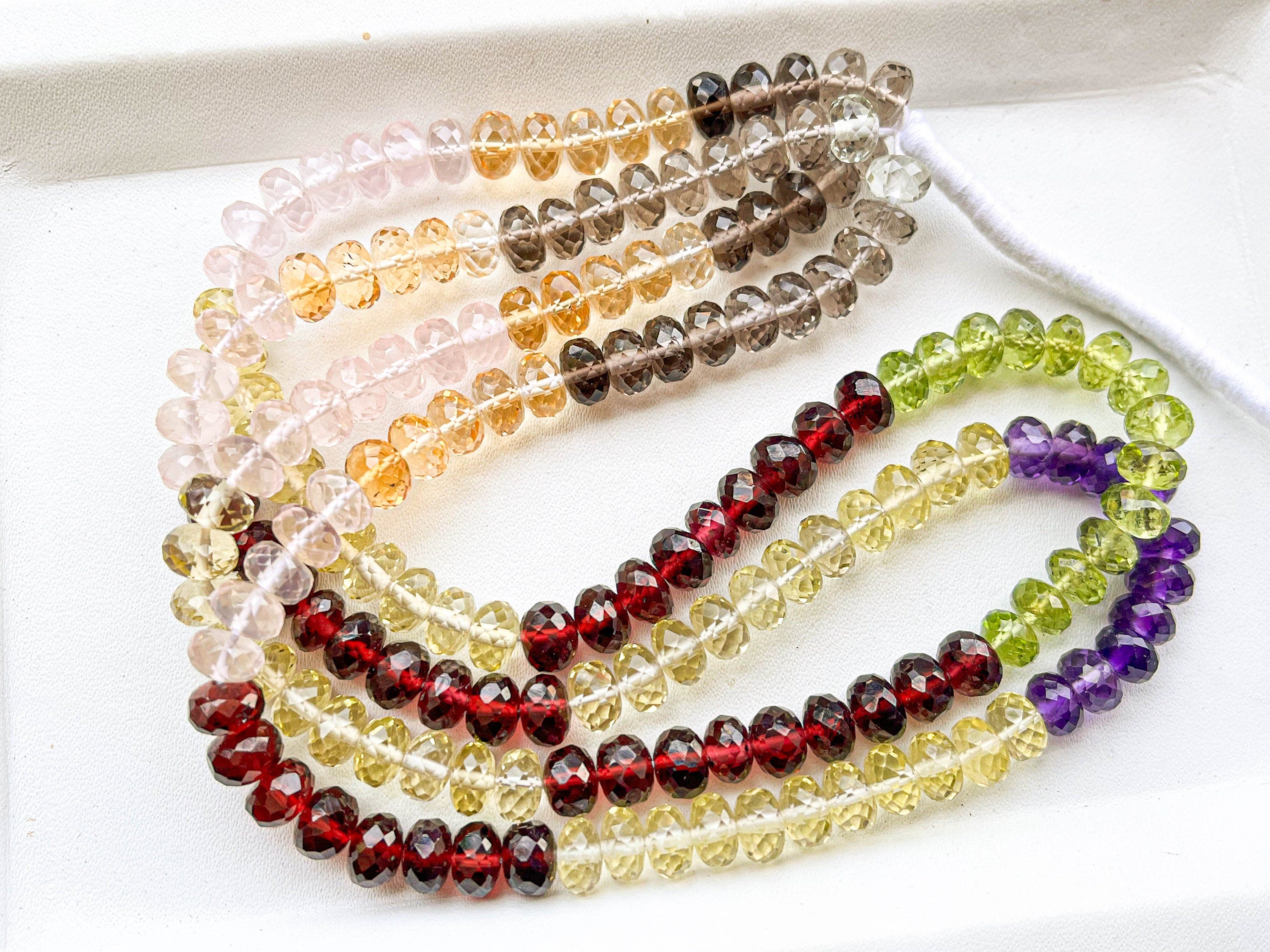 14" MULTIPLE GEMSTONE Beads Faceted Rondelle Shape, Natural Gemstone Beads, 7 mm, Faceted Gemstone Beads for jewelry making - Beadsforyourjewelry