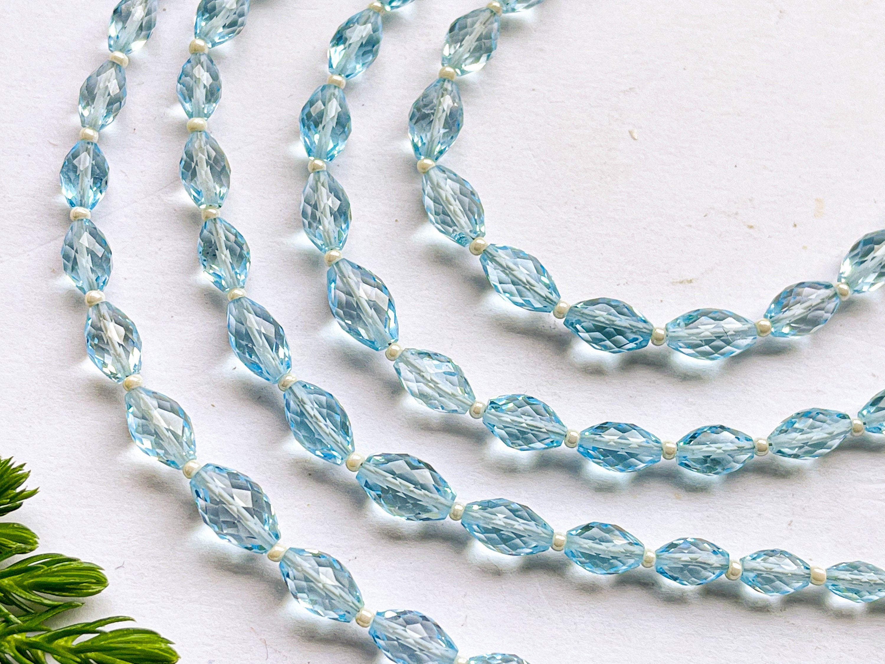 8" BLUE TOPAZ Olive Shape Faceted Beads, Natural Blue Topaz beads, Blue Topaz For jewelry making, Blue Topaz Gemstone Beads, 4x6mm to 6x9mm - Beadsforyourjewelry