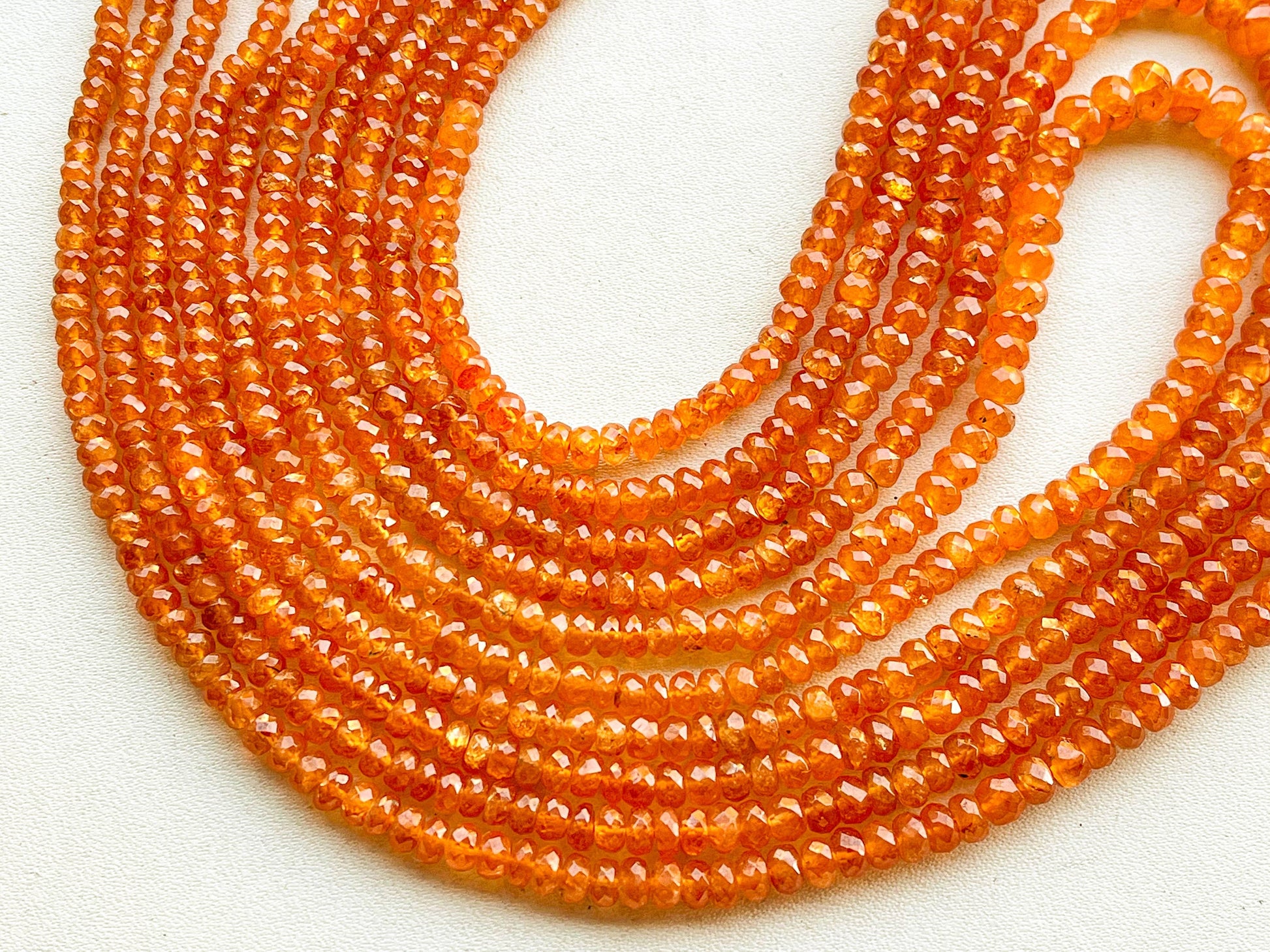 16 " Spessartite Garnet Faceted Rondelle Beads BFYJ234 - Beadsforyourjewelry