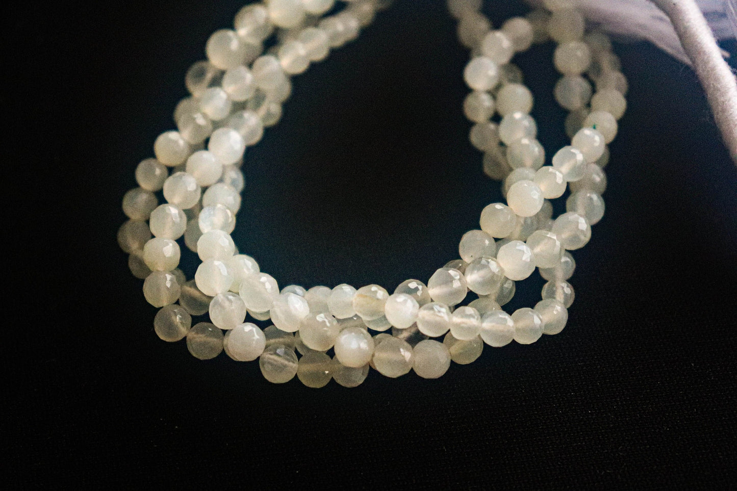 White Moonstone 4mm Faceted Ball Shape Beads