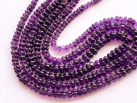 Natural Amethyst Carved Melon Shape beads