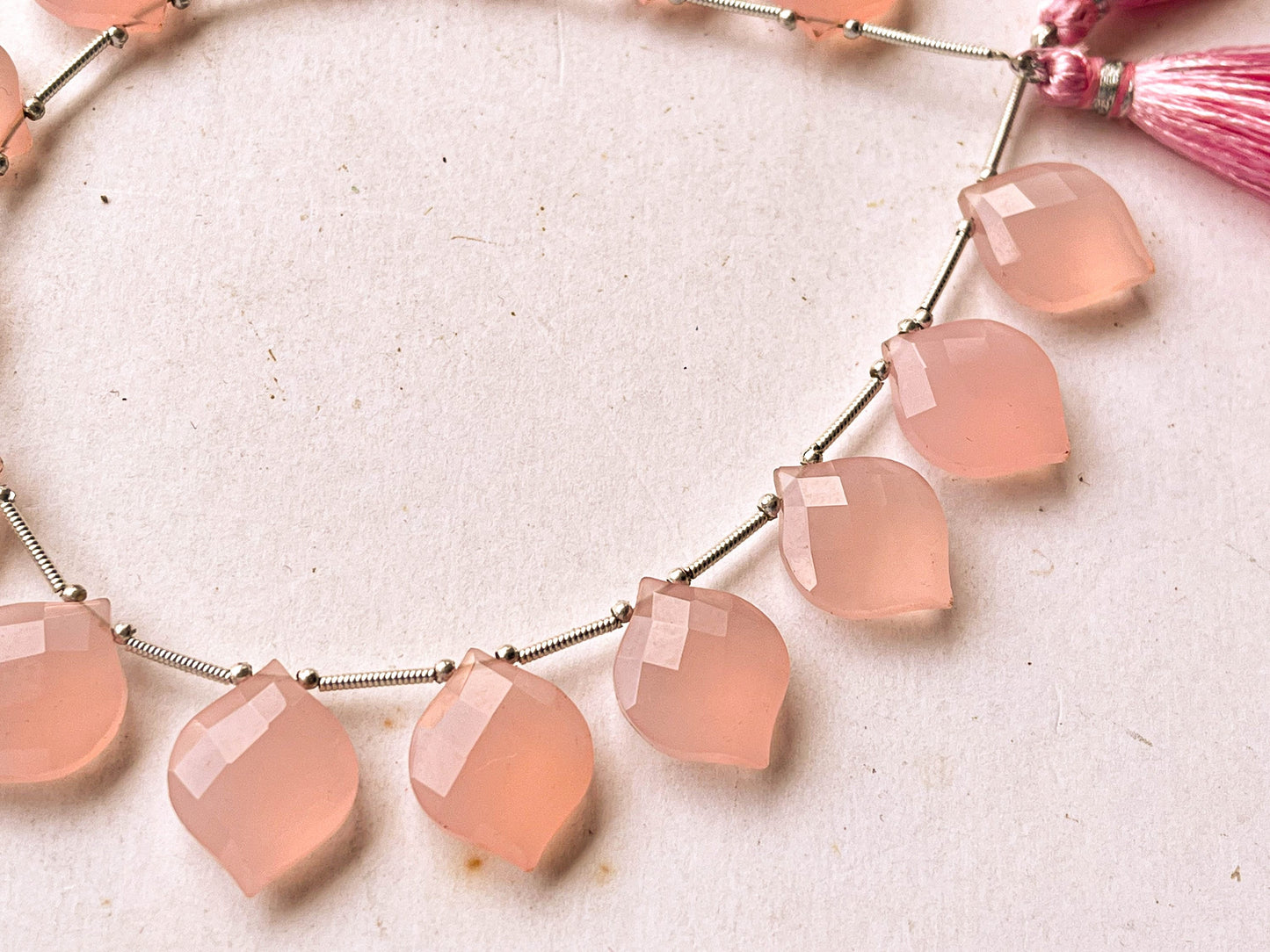 Pink Onyx Slanted Shape faceted Briolette beads