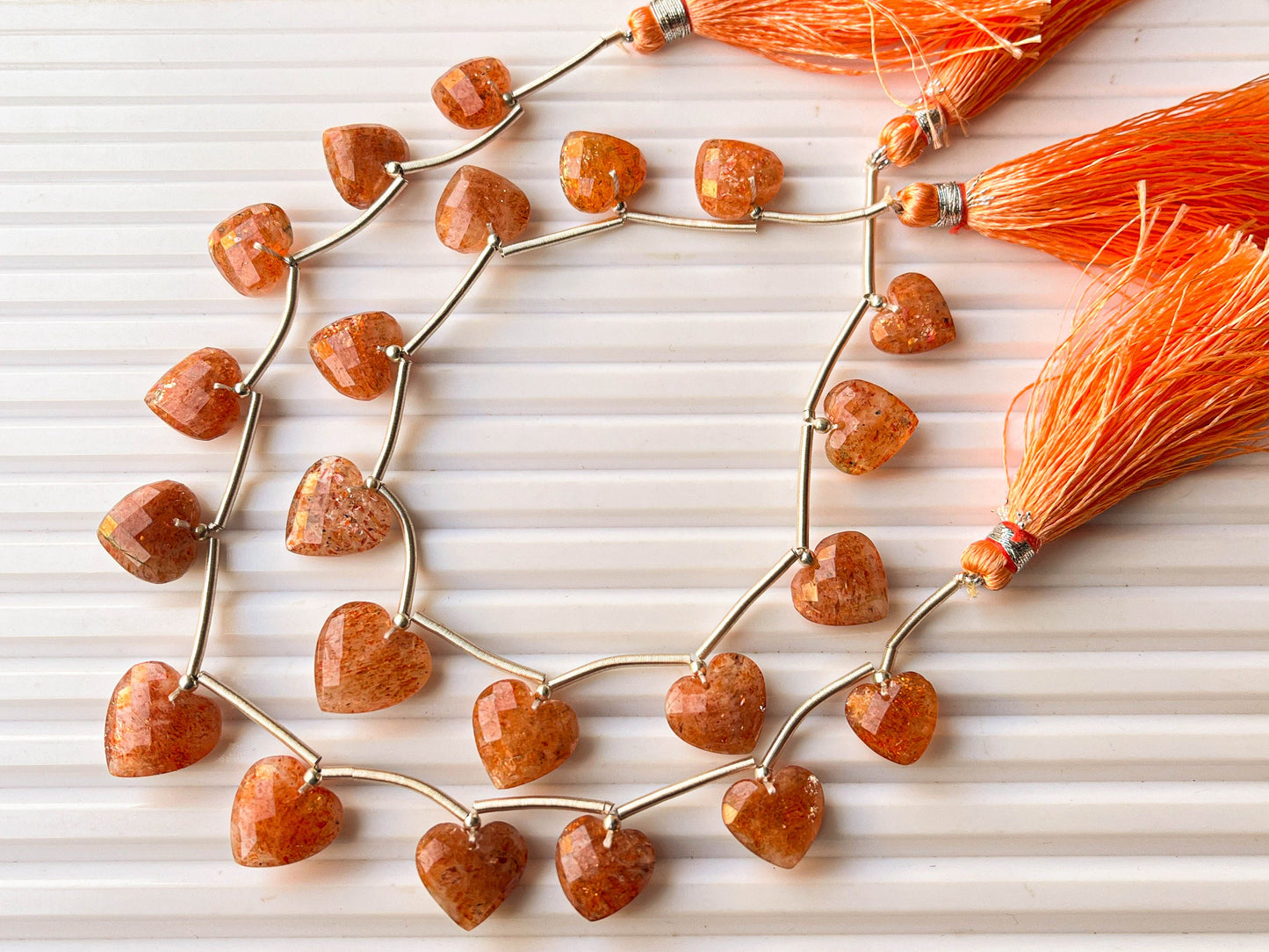 Natural Sunstone Faceted Heart Shape Briolette beads