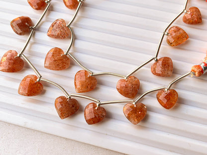 Natural Sunstone Faceted Heart Shape Briolette beads