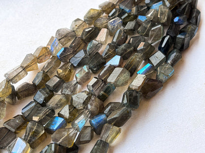 Natural Labradorite Faceted Tumble Shape Beads, 16 Inch