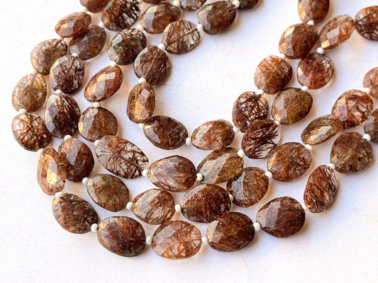 Copper Rutile faceted Oval Shape Beads