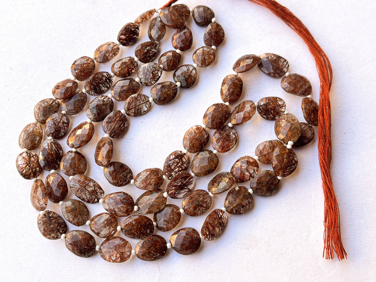 Copper Rutile faceted Oval Shape Beads