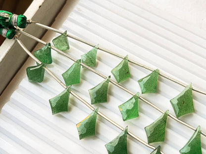 Natural Green Strawberry Quartz fancy kite shape faceted briolette beads
