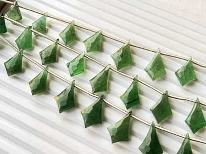 Natural Green Strawberry Quartz fancy kite shape faceted briolette beads