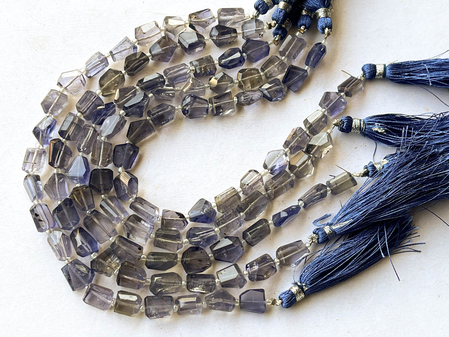 Natural Iolite Faceted Tumble Shape Beads, 16 Inch