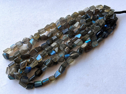 Natural Labradorite Faceted Tumble Shape Beads, 16 Inch