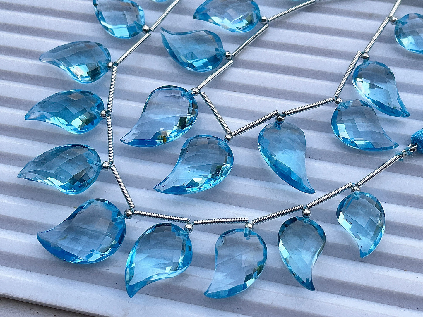 Natural Blue Topaz Fancy Mango Shape faceted beads, Blue Topaz Beads for Jewelry making, Blue Topaz Pair, 10 Pieces