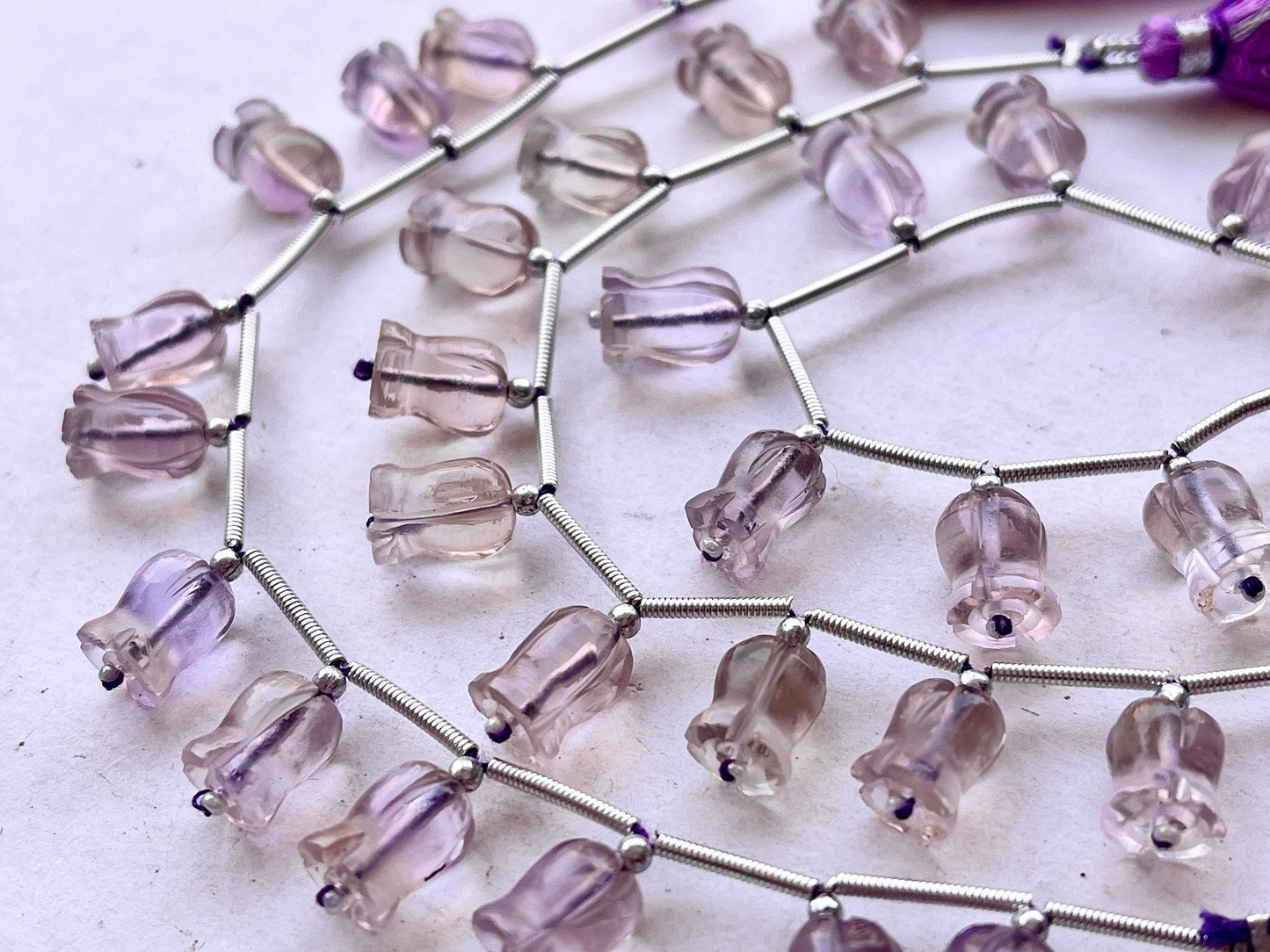 Natural Ametrine flower carving Lily of the valley shape beads