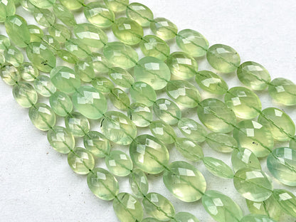 Natural Prehnite faceted oval shape beads