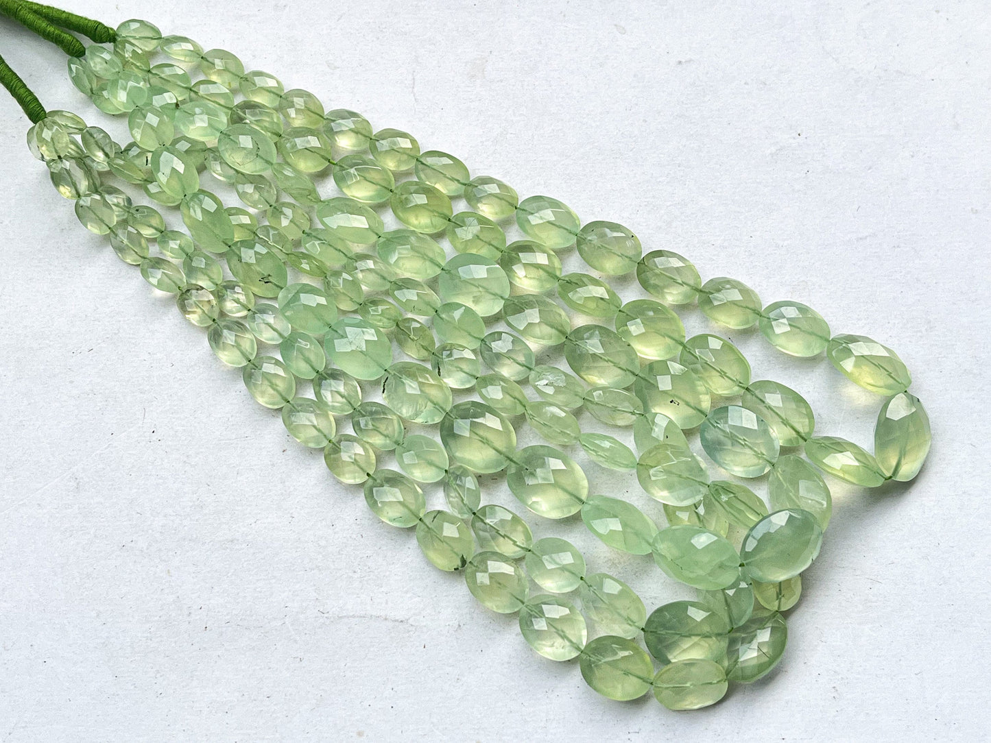 Natural Prehnite faceted oval shape beads