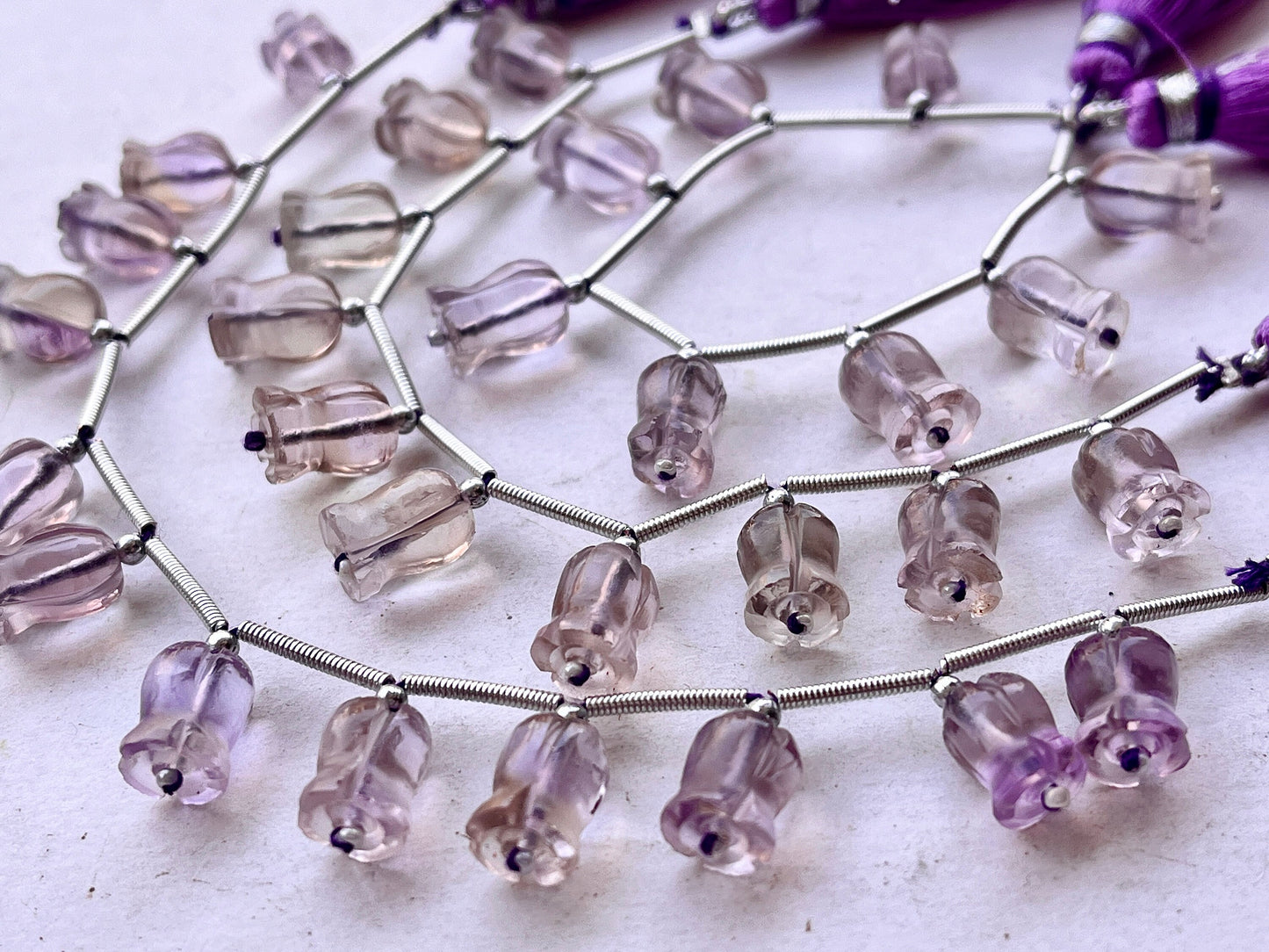 Natural Ametrine flower carving Lily of the valley shape beads