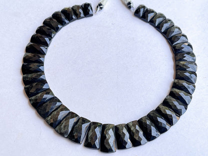 Natural Black Obsidian Bib Necklace, Cleopatra Egyptian Necklace, Beach Jewelry, Black Obsidian Choker Necklace, Adjustable tassel cord