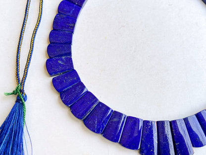 Natural Lapis Lazuli Bib Necklace, Cleopatra Egyptian Necklace, Fancy Beach Jewelry, AAA Lapis Lazuli Choker  Necklace