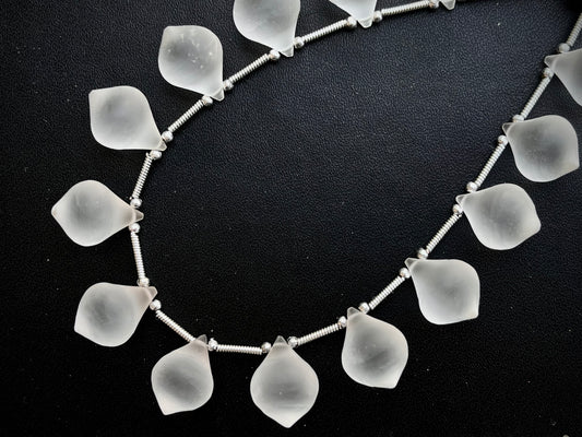 Crystal Quartz Slanted Drops Frosted - Beadsforyourjewelry
