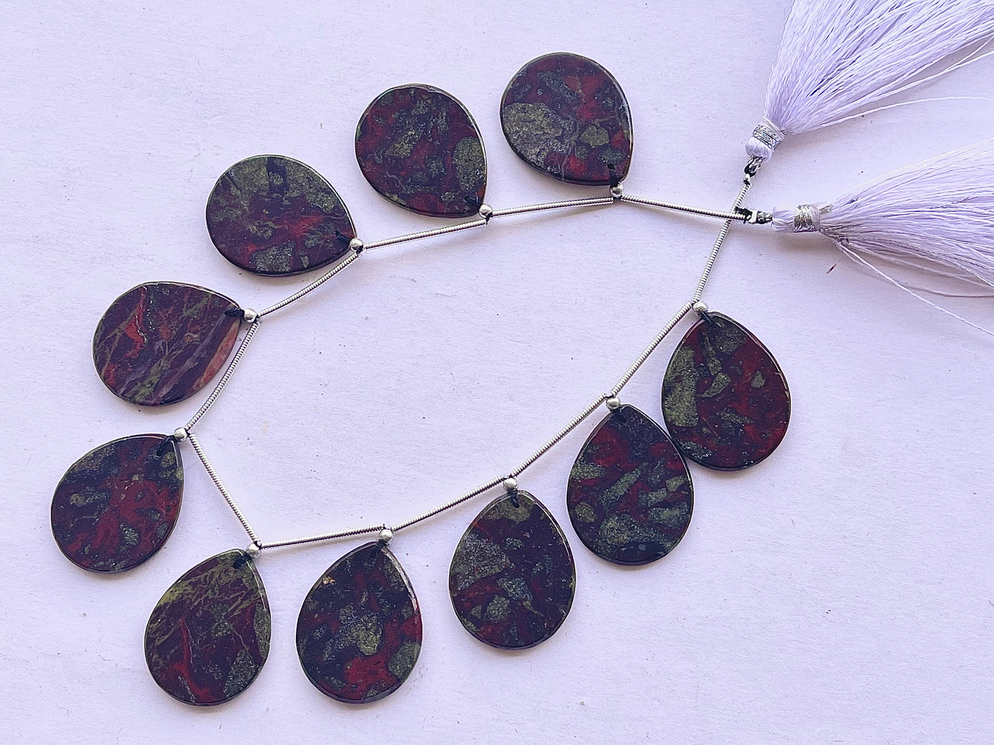 Dragon Blood Jasper Flat Pear Shape Beads, 10 Pieces | 20x25mm - Beadsforyourjewelry